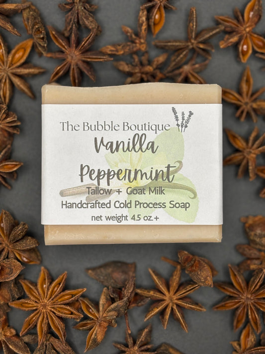 Vanilla Peppermint Tallow Goat Milk Soap